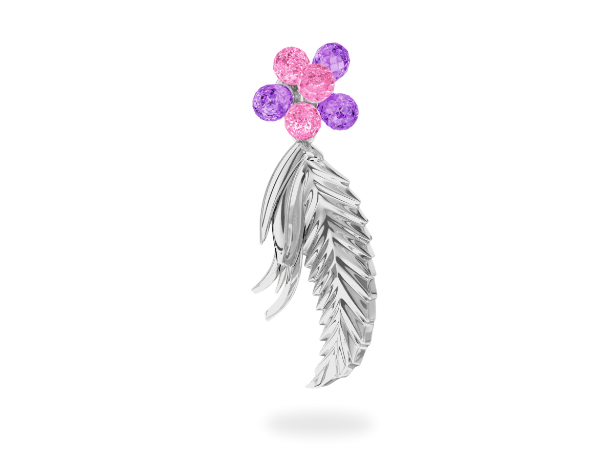 Pendentif Flowers Pink & Purple

 - Saphirs Roses & Violets <br/> Or blanc 18 carats