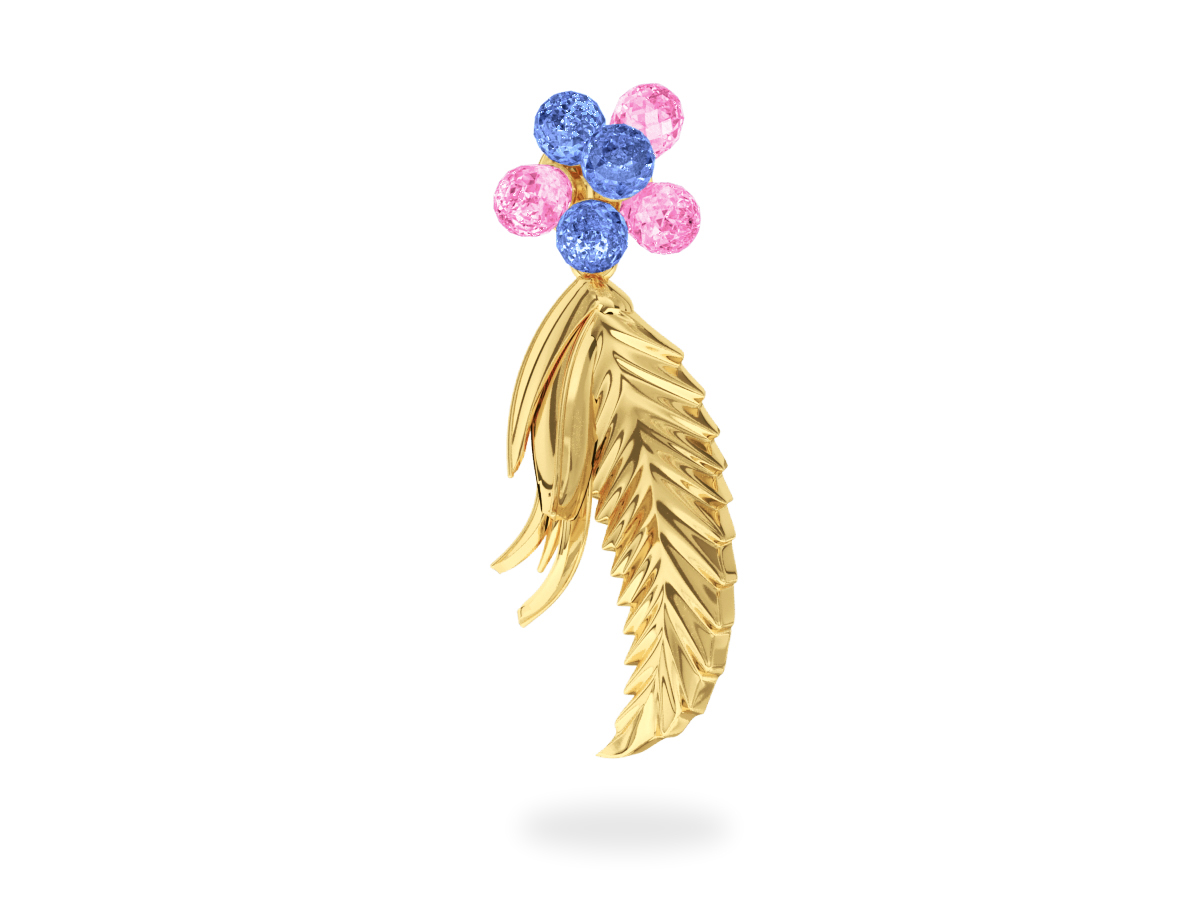 Pendentif Flowers Blue & Pink

 - Saphirs Bleus & Roses <br/> Or jaune 18 carats 